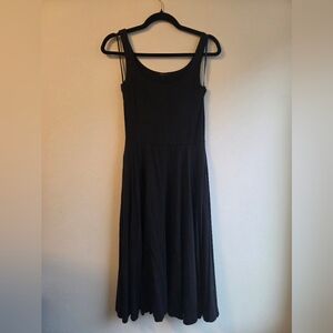 Quince Elegant Fit & Flare Tencel Black Midi Dress